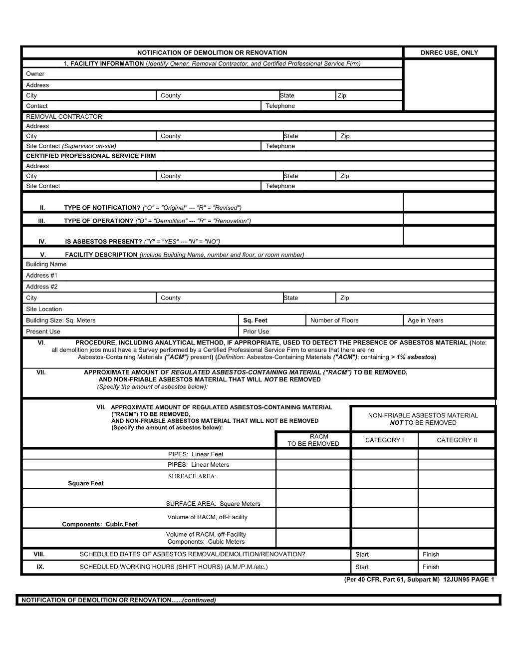 Notification of Demolition Or Renovation