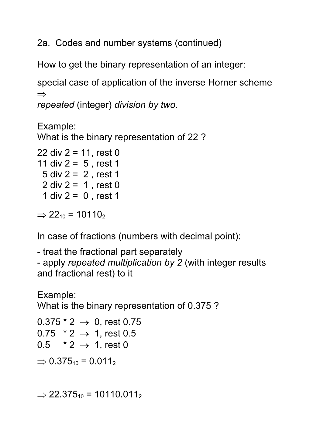 2A. Codes and Number Systems (Continued)