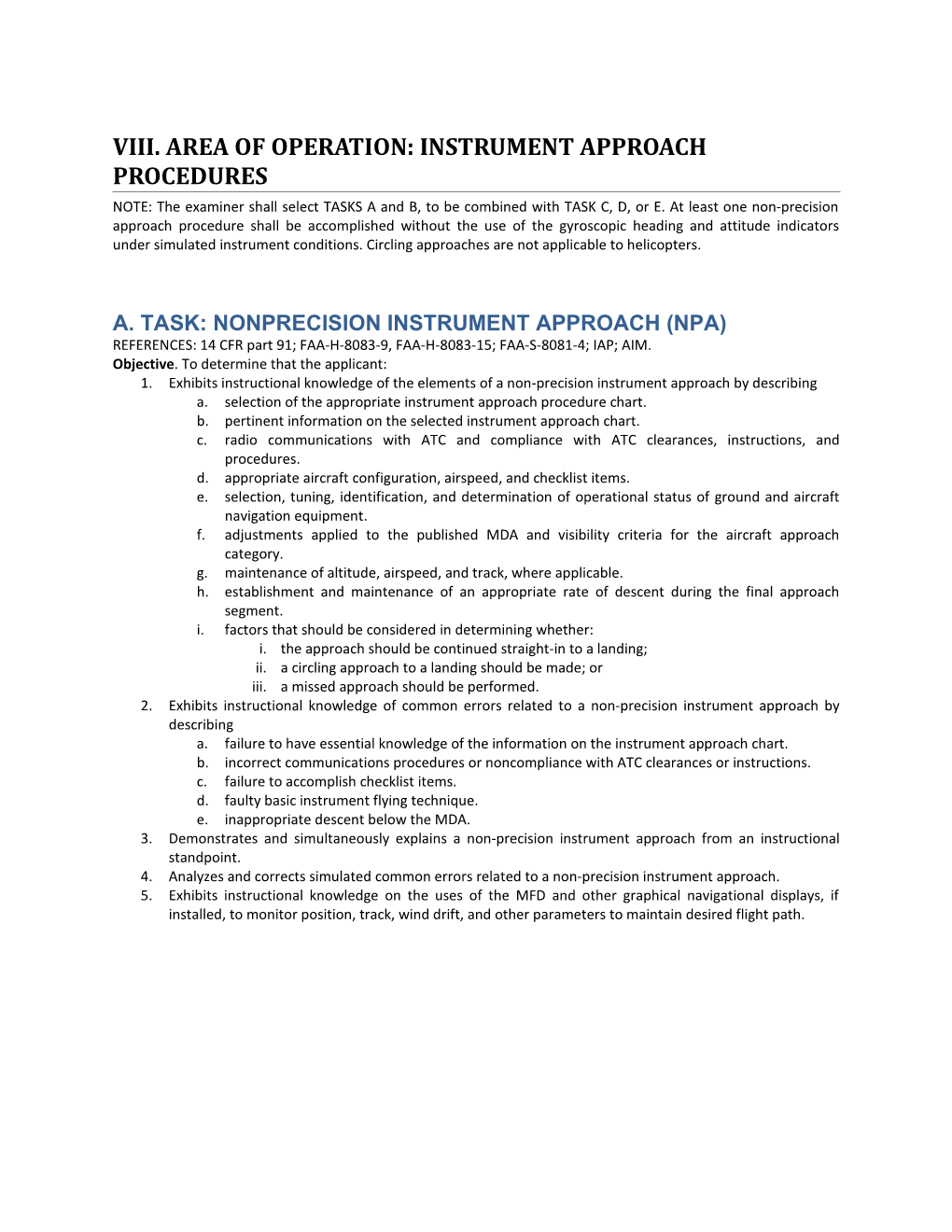 Viii. Area of Operation: Instrument Approach Procedures