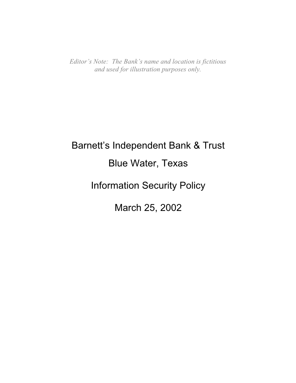 Barnett S Independent Bank & Trust
