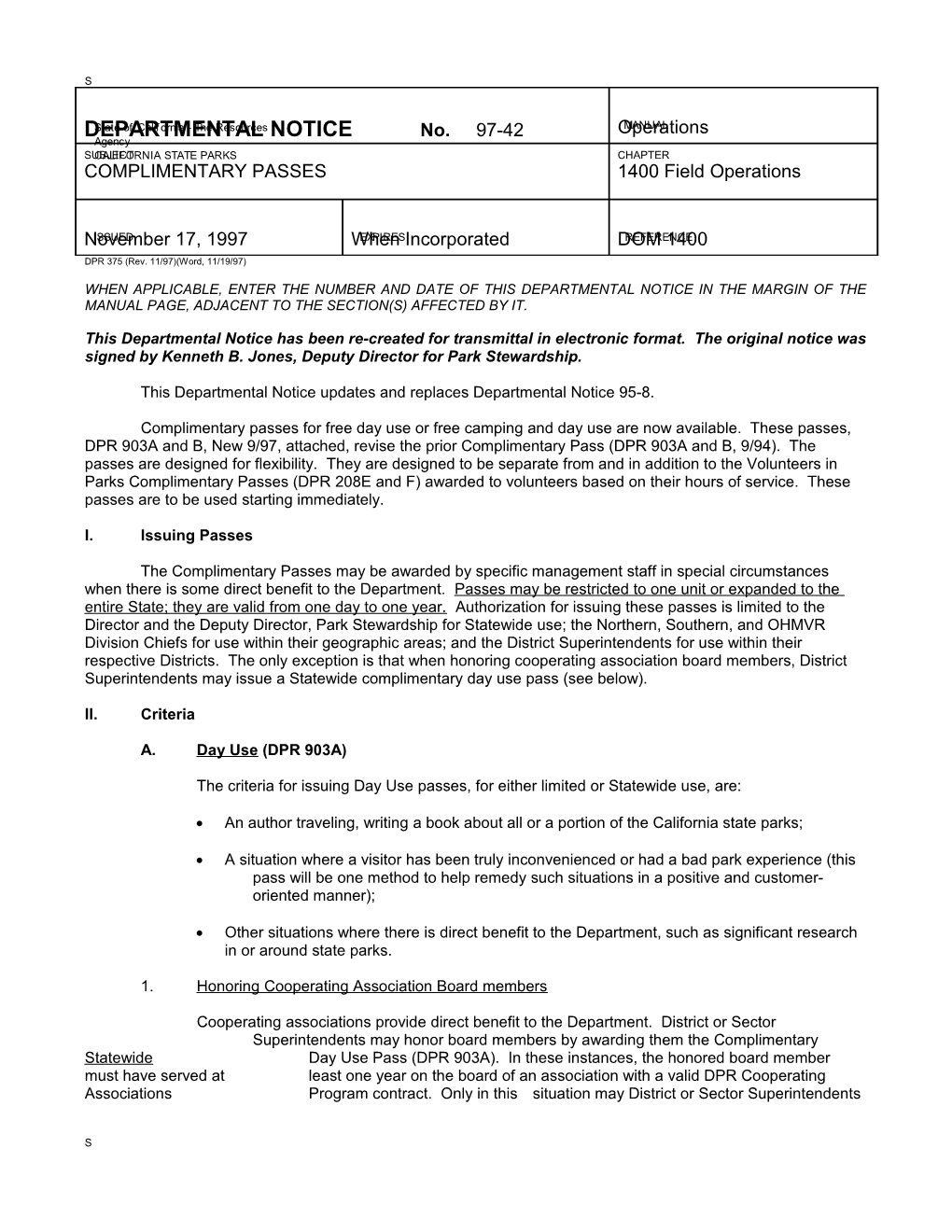 This Departmental Notice Updates and Replaces Departmental Notice