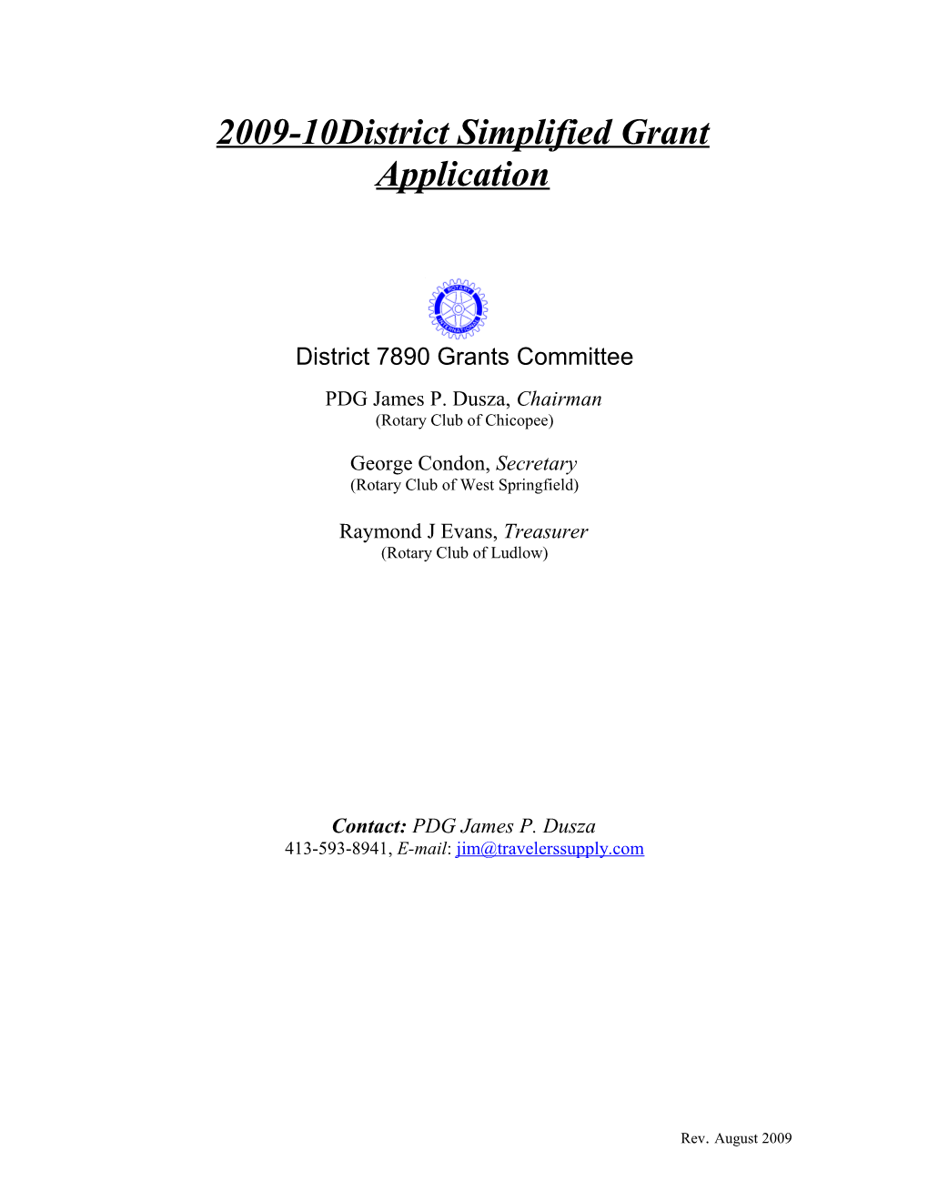 2009-10District Simplified Grant Application