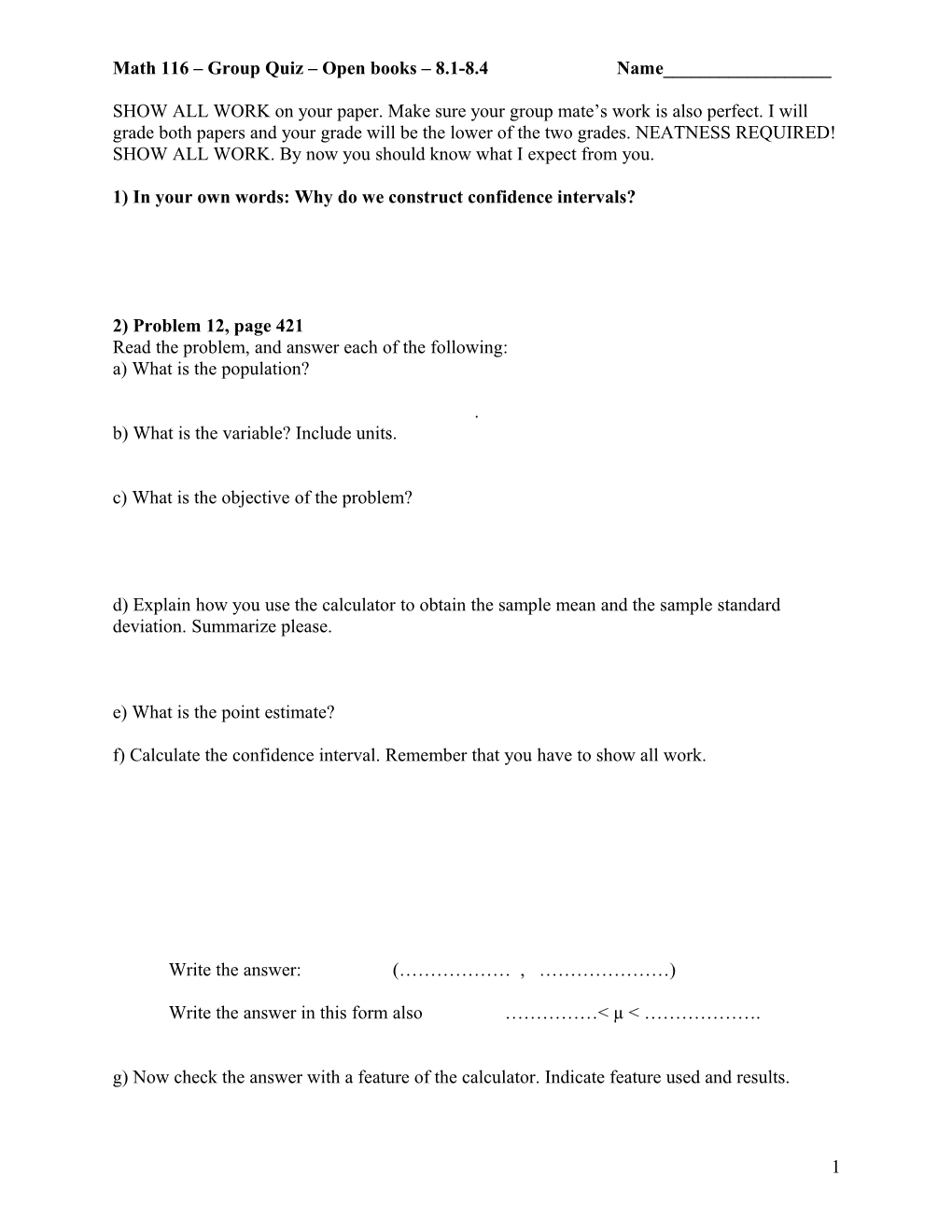 Math 116 Group Quiz Open Books