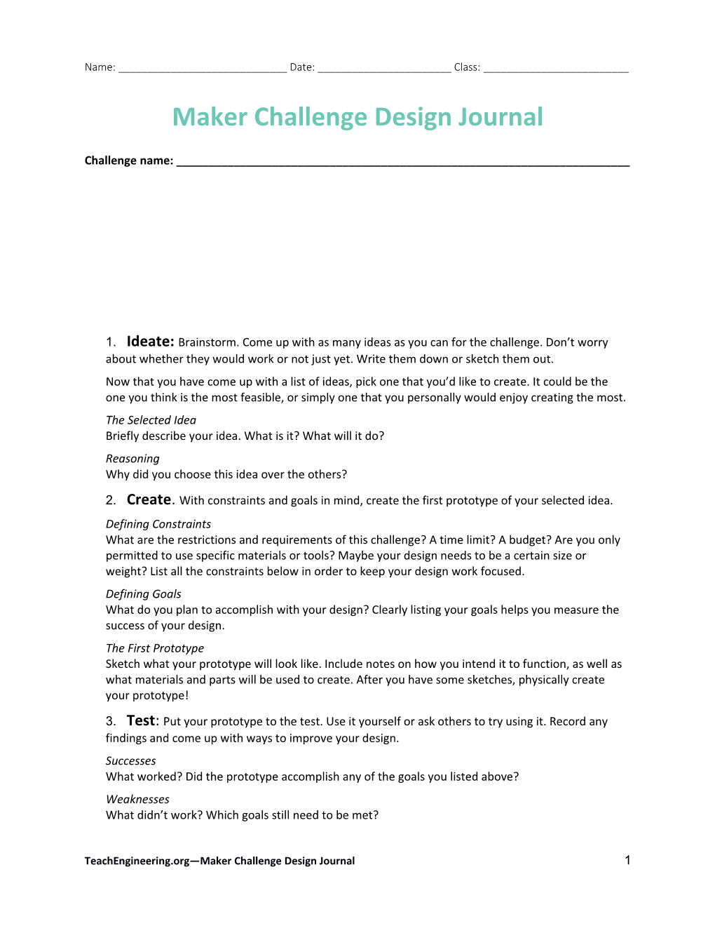 Maker Challenge Design Journal