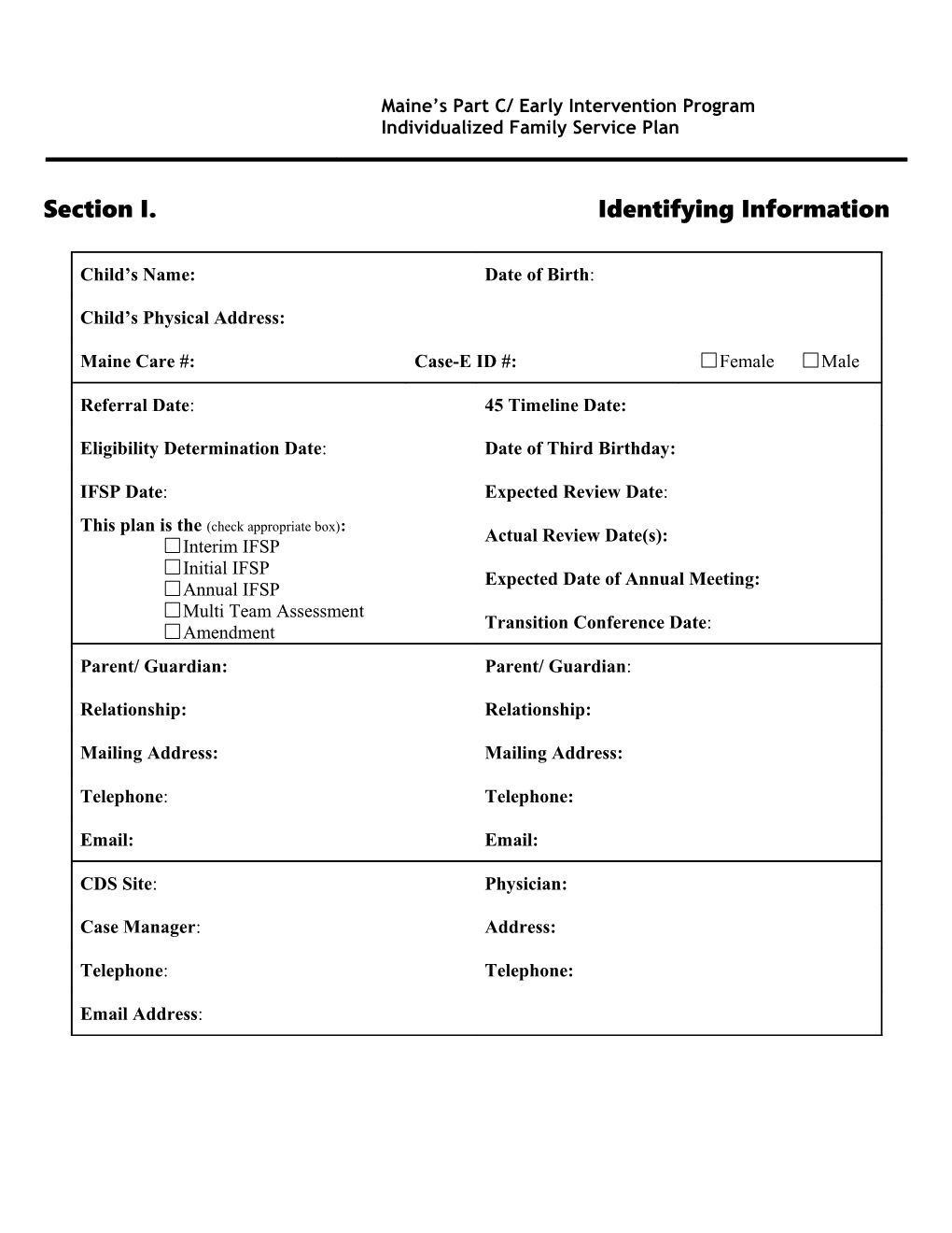 Section II. Family Routines and Priorities