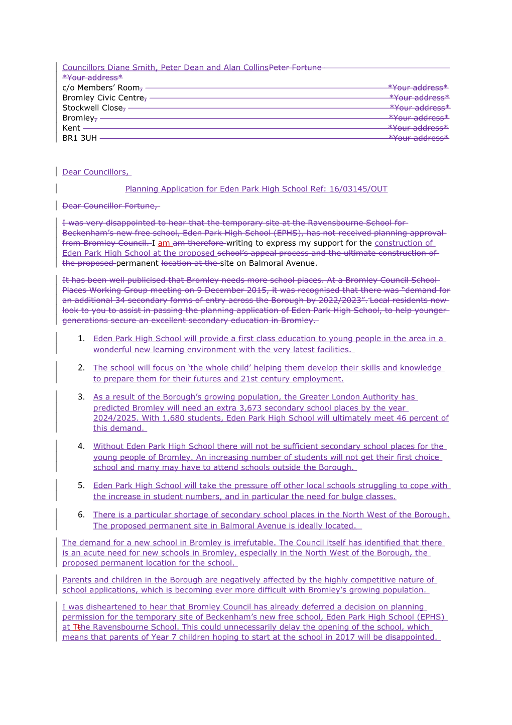 Planning Application for Eden Park High School Ref: 16/03145/OUT