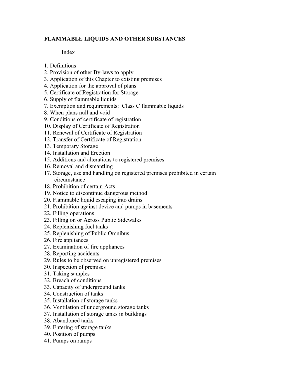 Flammable Liquids and Other Substances