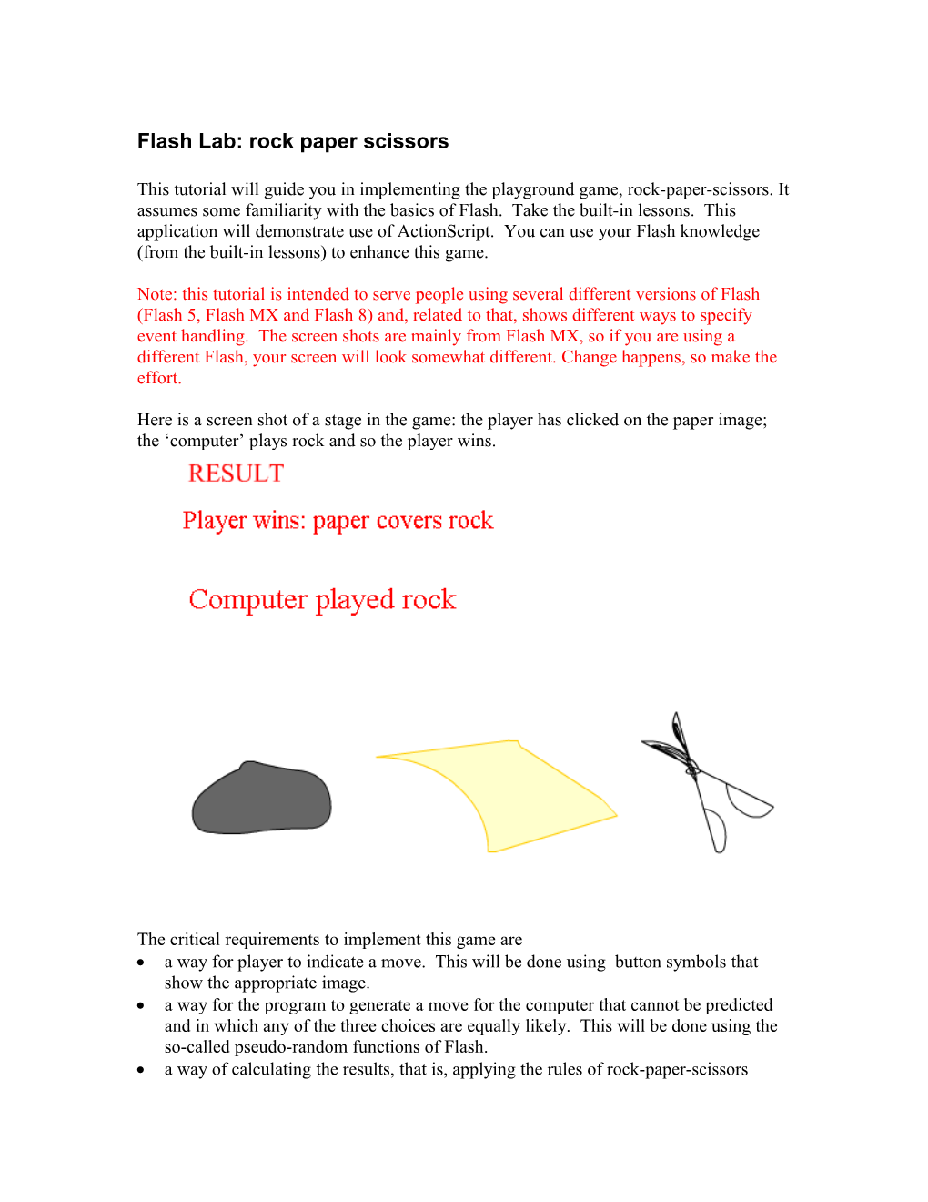 Flash Lab: Rock Paper Scissors