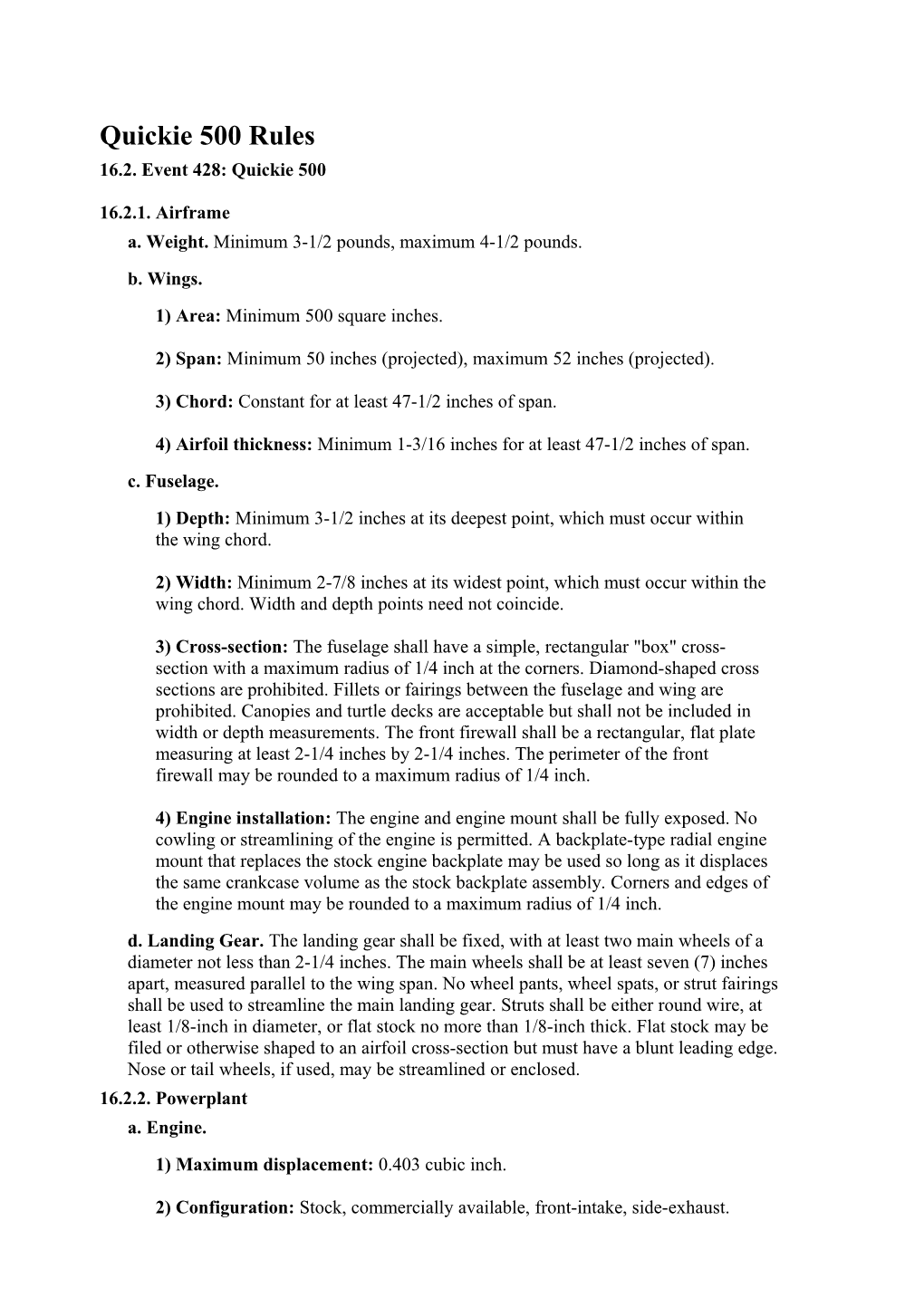 16.2. Event 428: Quickie 500 16.2.1. Airframe