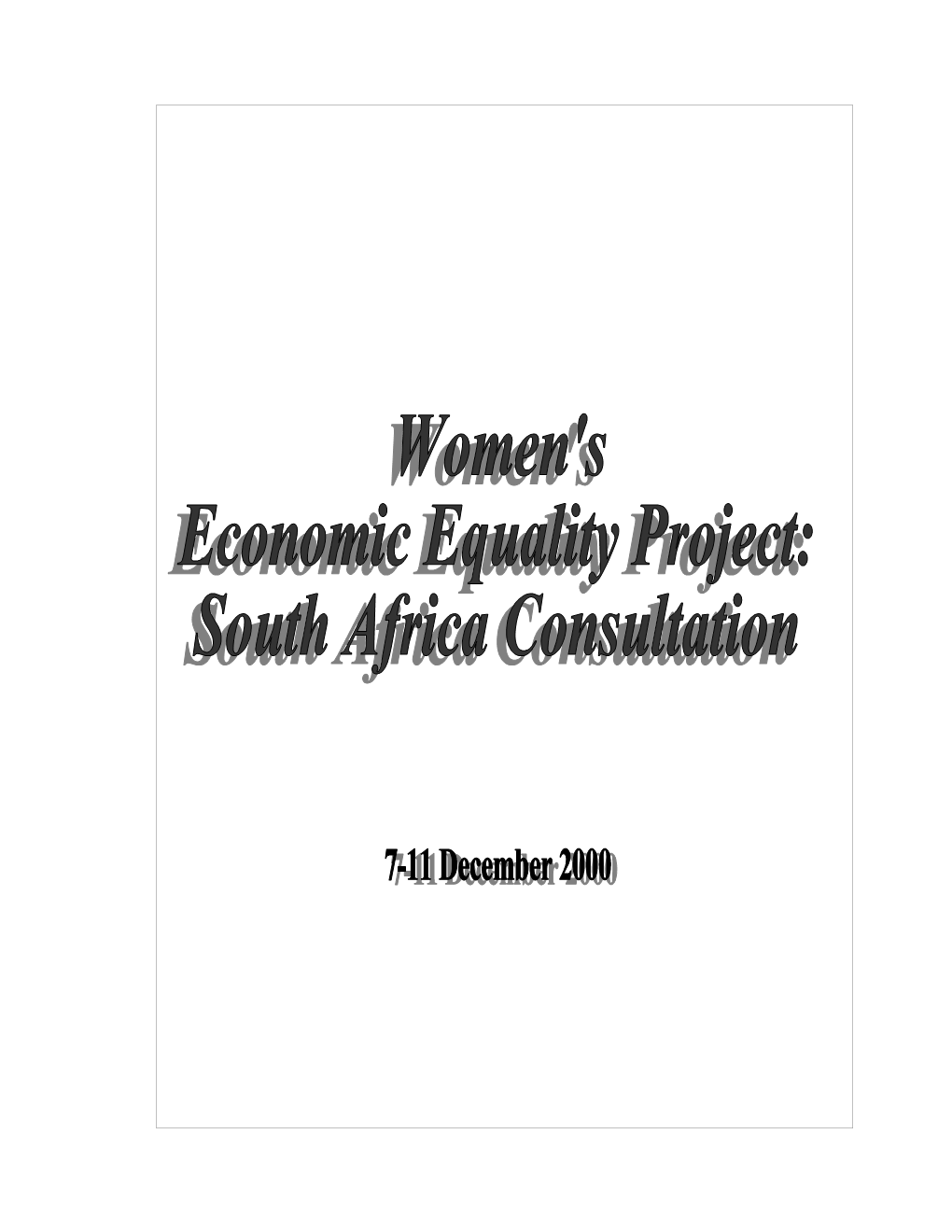 Proceedings of the Consultation on Women S Economic Equality