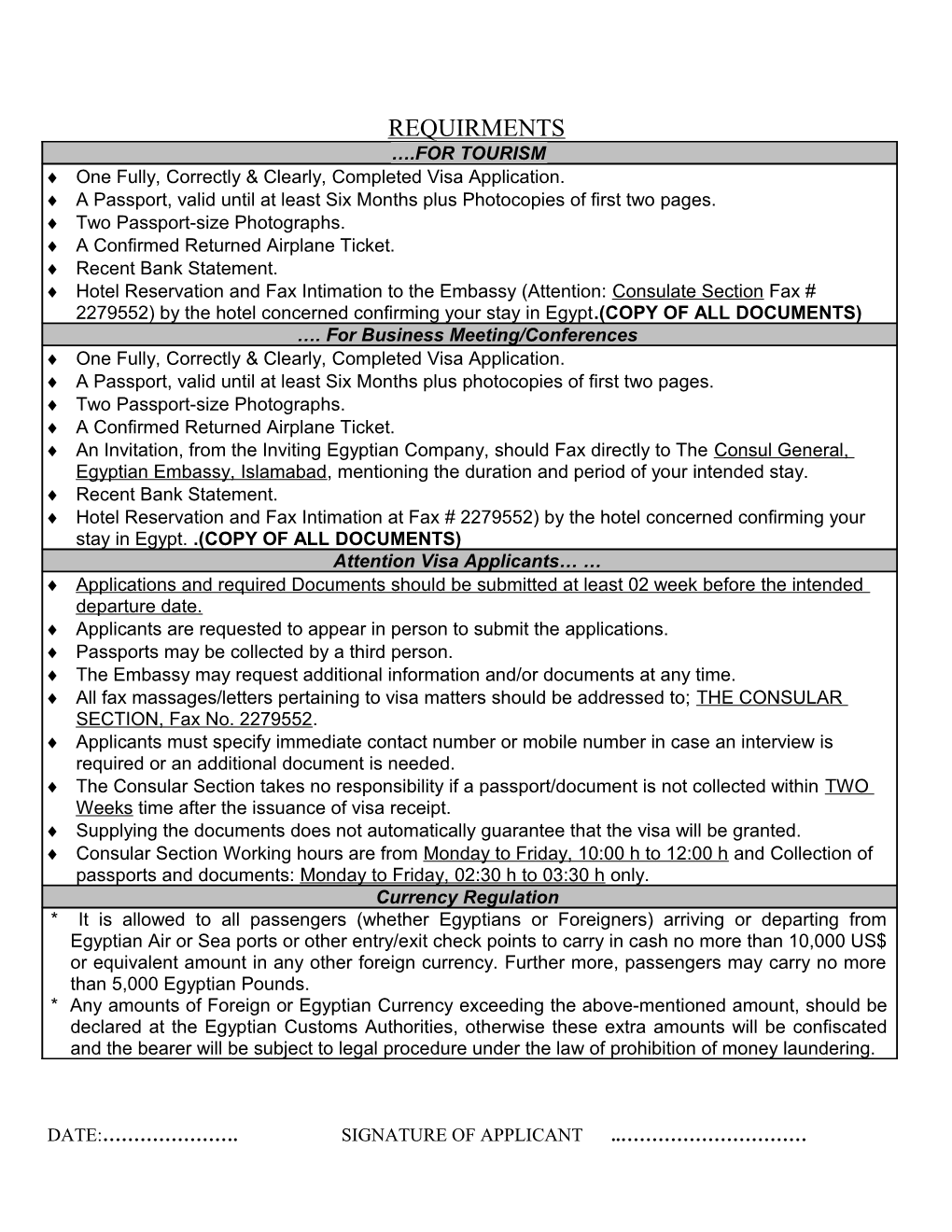 Date: . Signature of Applicant