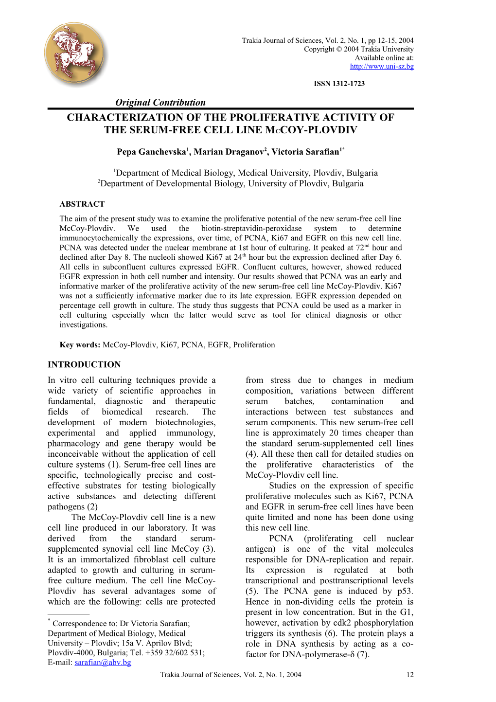 Characterization of the Proliferative Activity Of