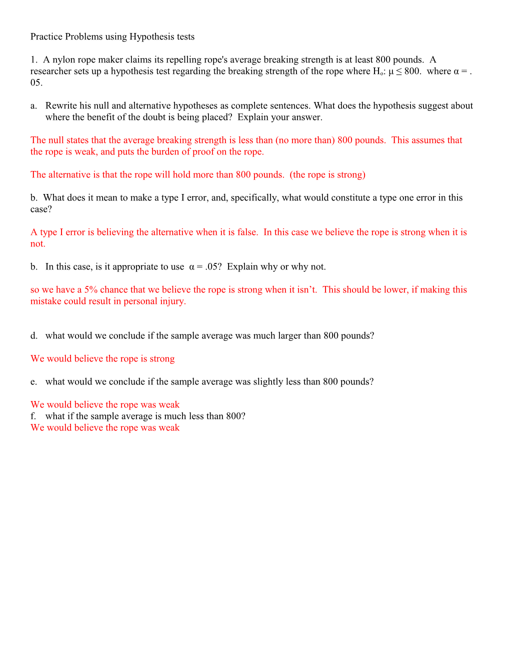 Practice Exam Populations,Samples, and Confidence Intervals