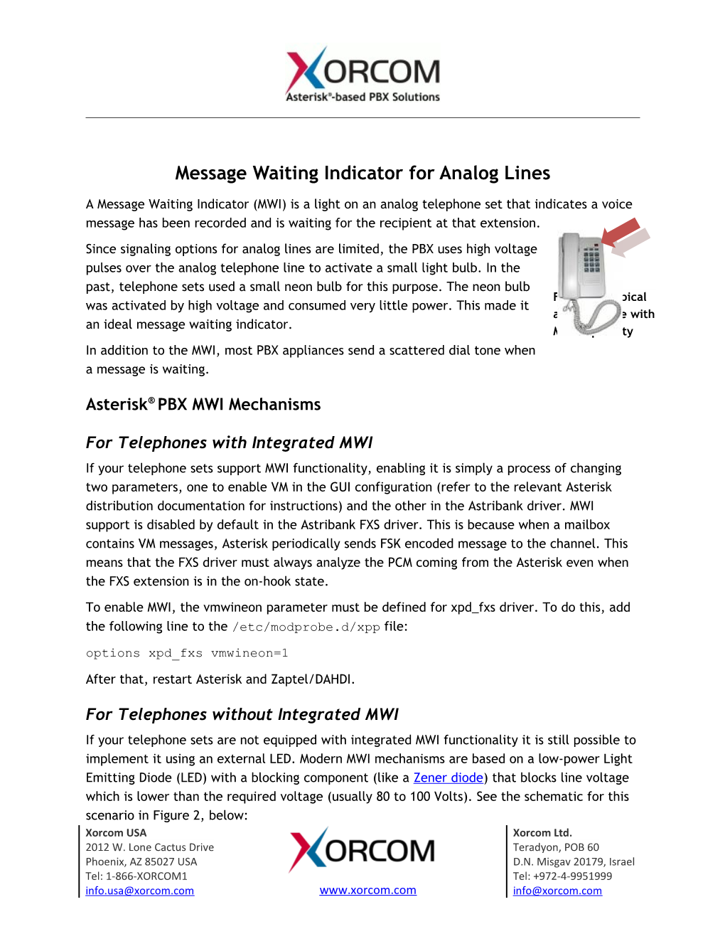 Message Waiting Indicator in Analog Linespage 1 of 3