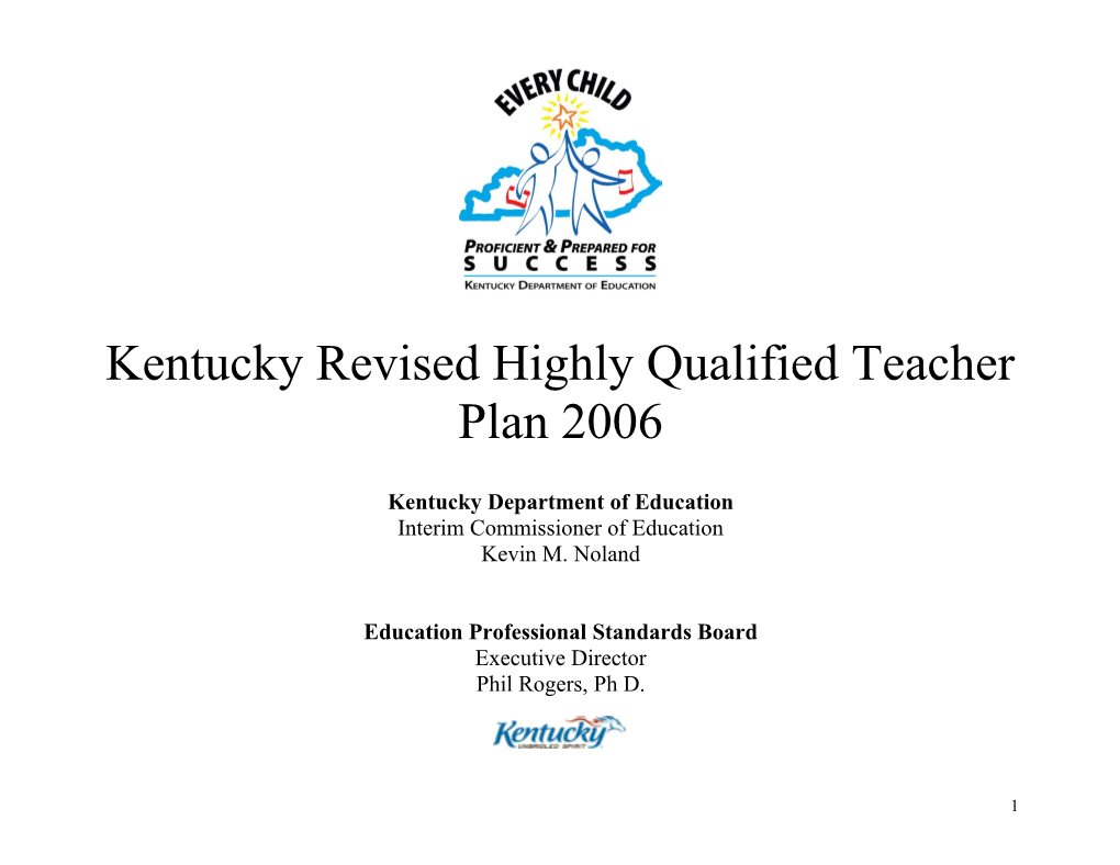 Kentucky Revised Highly Qualified Teacher Plan (MS WORD)