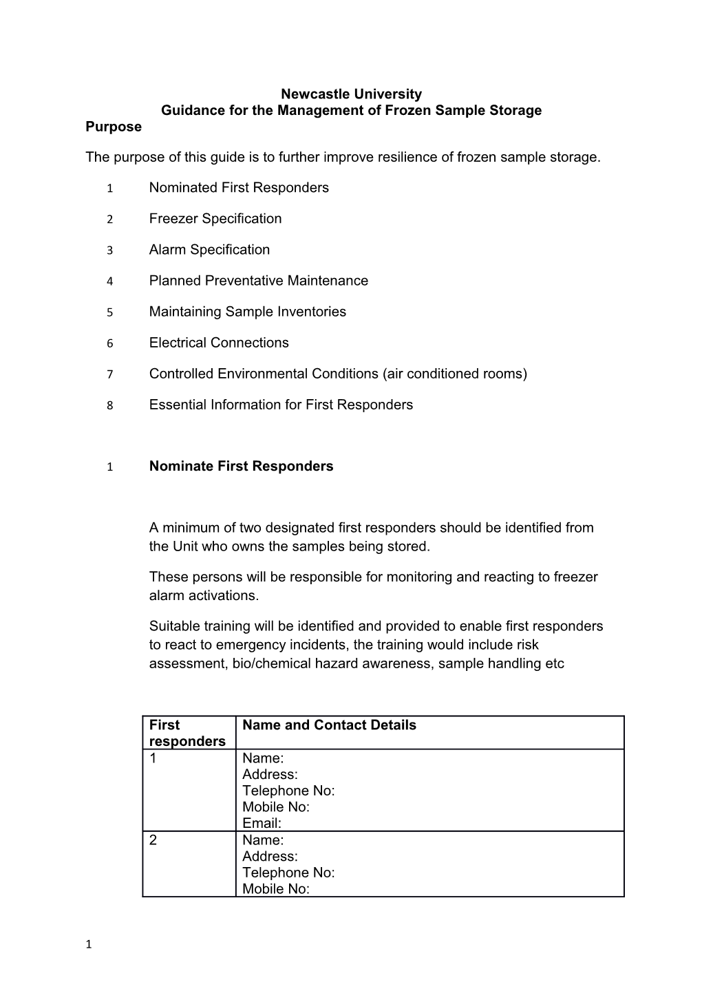 Guidancefor the Management of Frozen Sample Storage