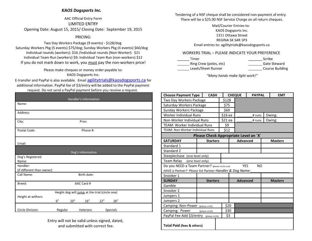 KAOS AAC October 2015 Trial