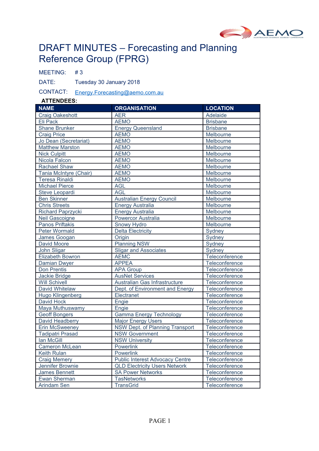 FPRG - 30 January 2018 - Draft Minutes