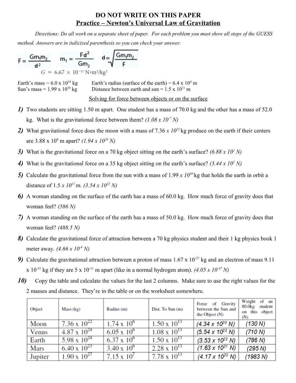 Physics SIPI Practice