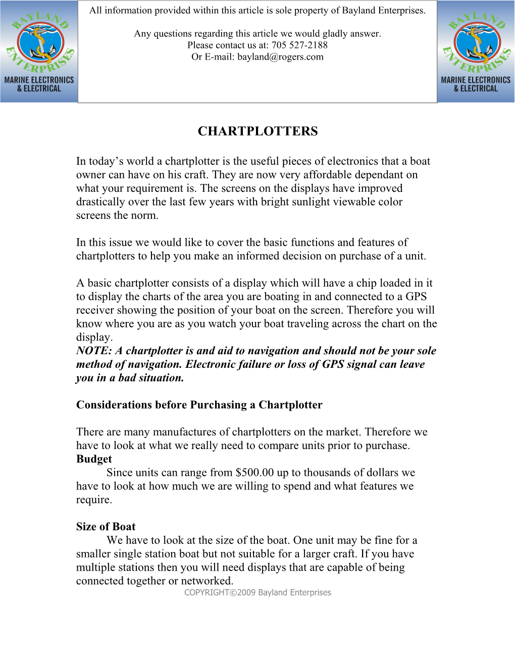 Considerations Before Purchasing a Chartplotter