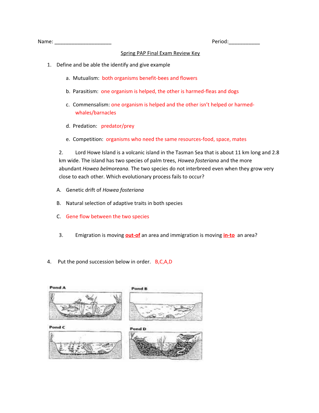 Spring PAP Final Exam Review Key