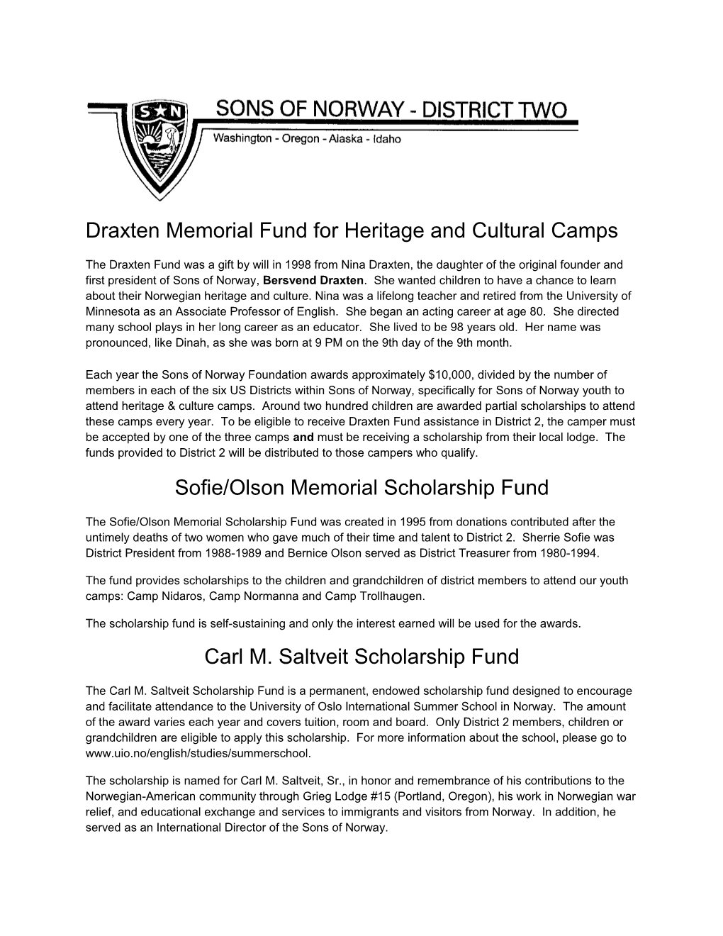 Draxten Memorial Fund for Heritage and Cultural Camps