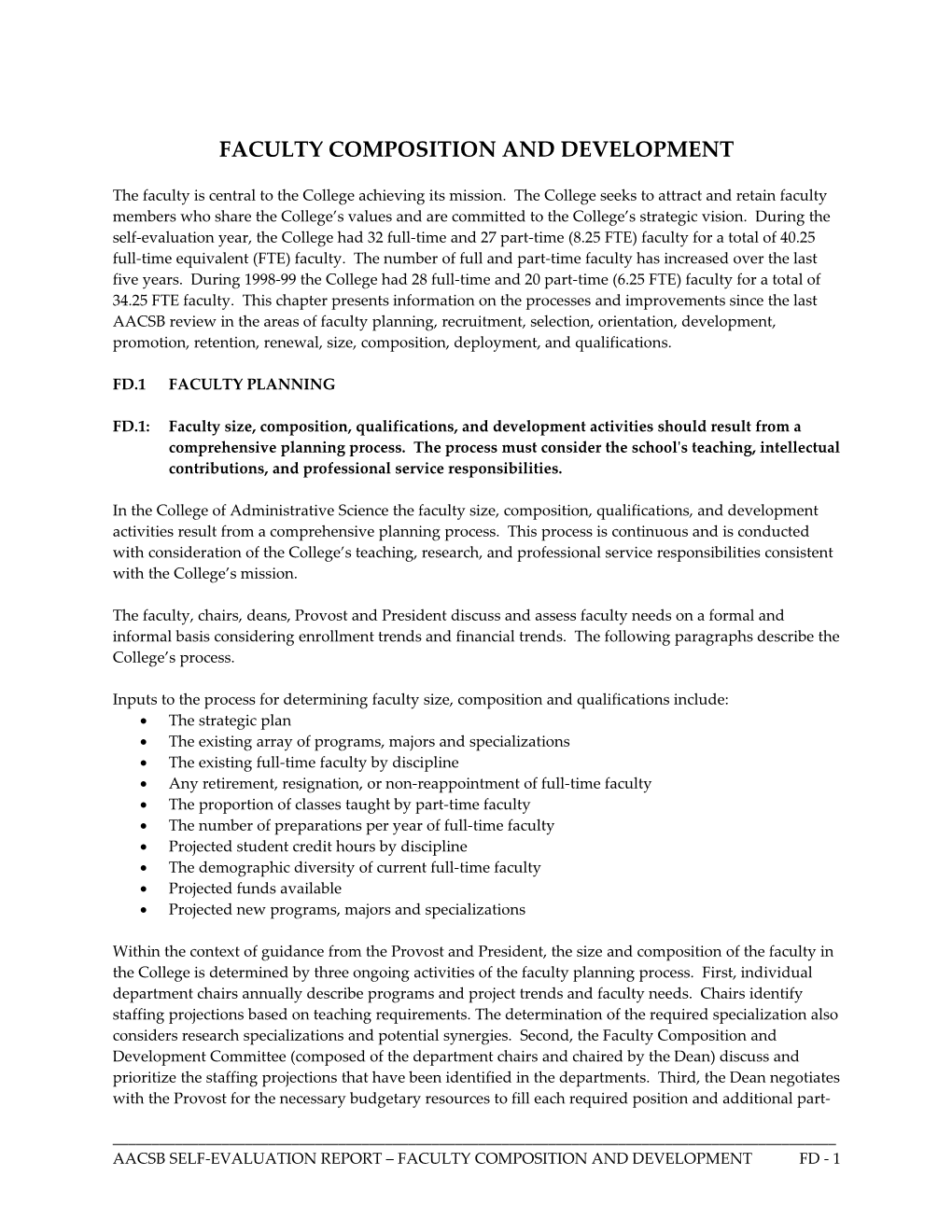 Faculty Composition and Development