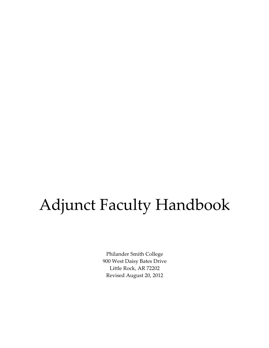 Adjunct Faculty Handbook