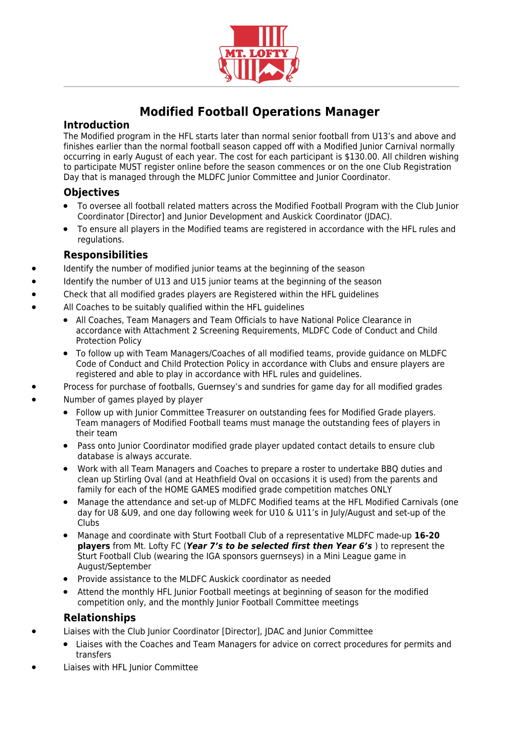 Modified Football Operations Manager