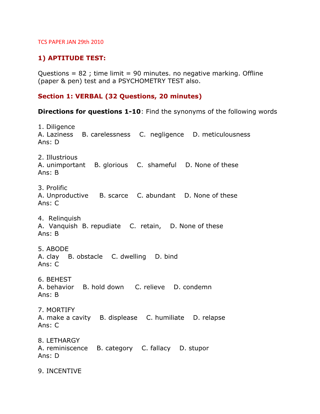 TCS Placement Paper 21