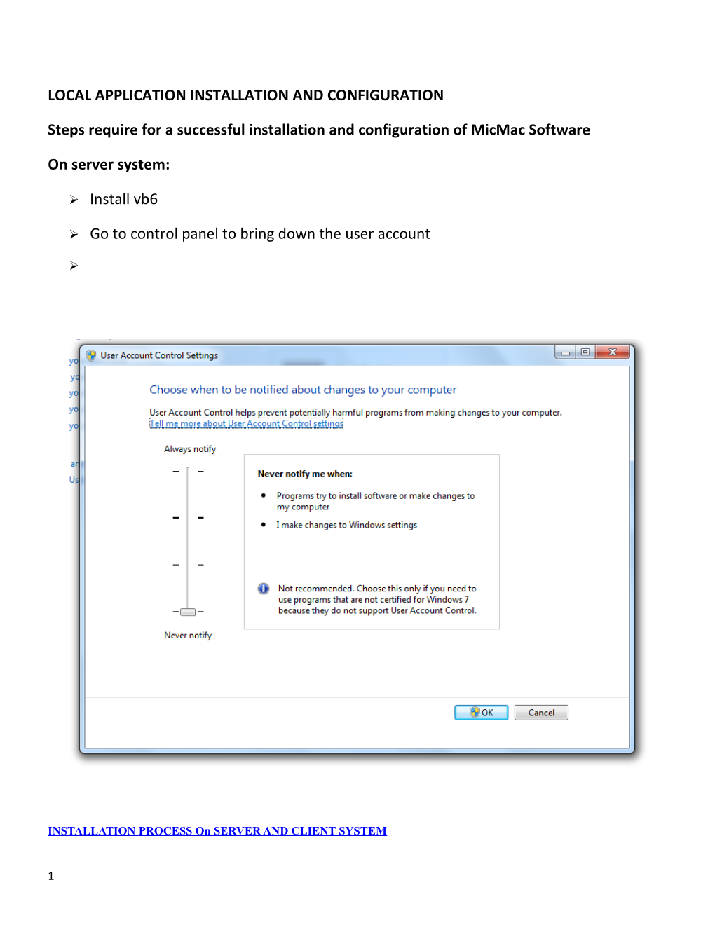 Local Application Installation and Configuration