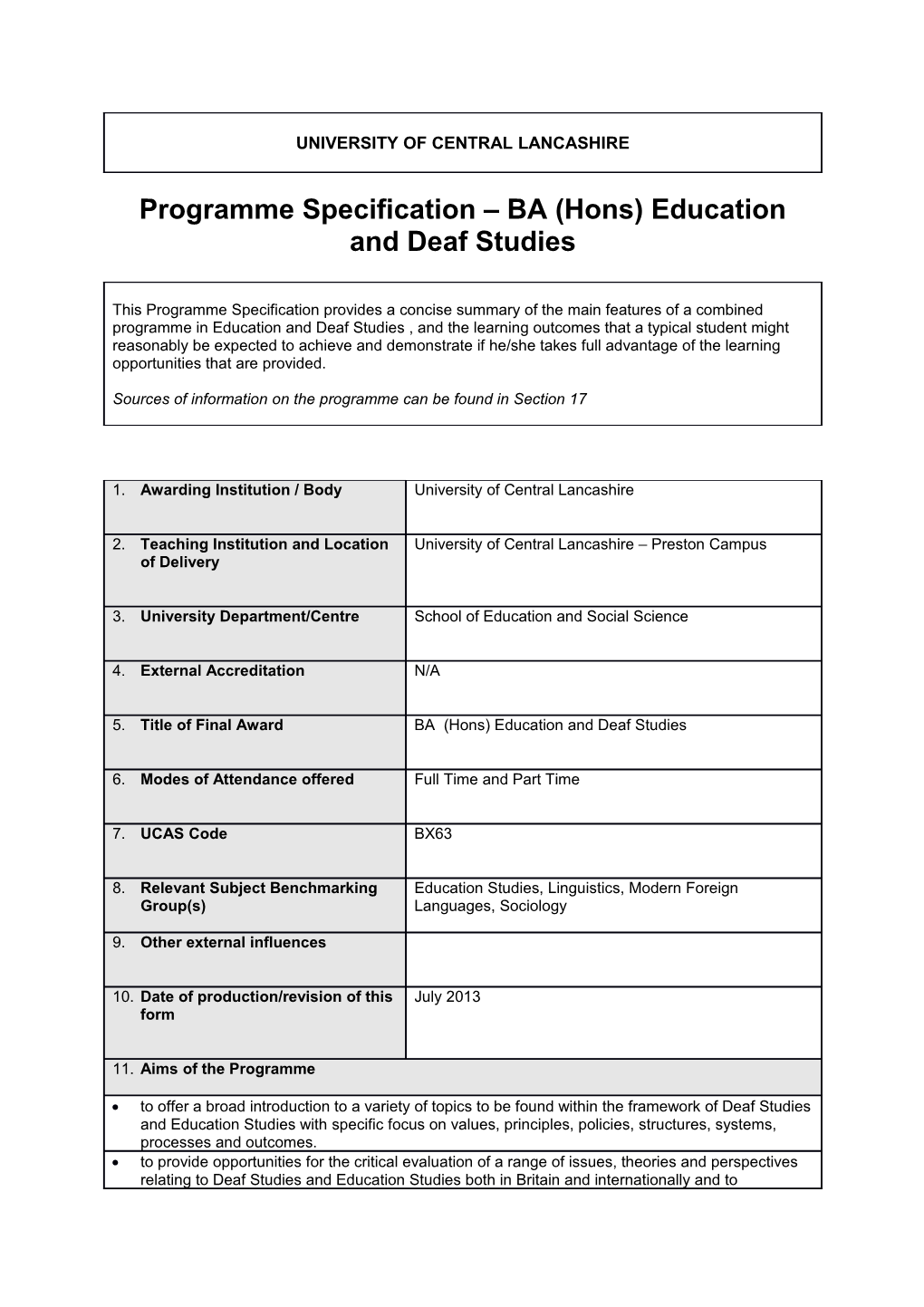 BA (Hons) Education and Deaf Studies (Sept 2015)