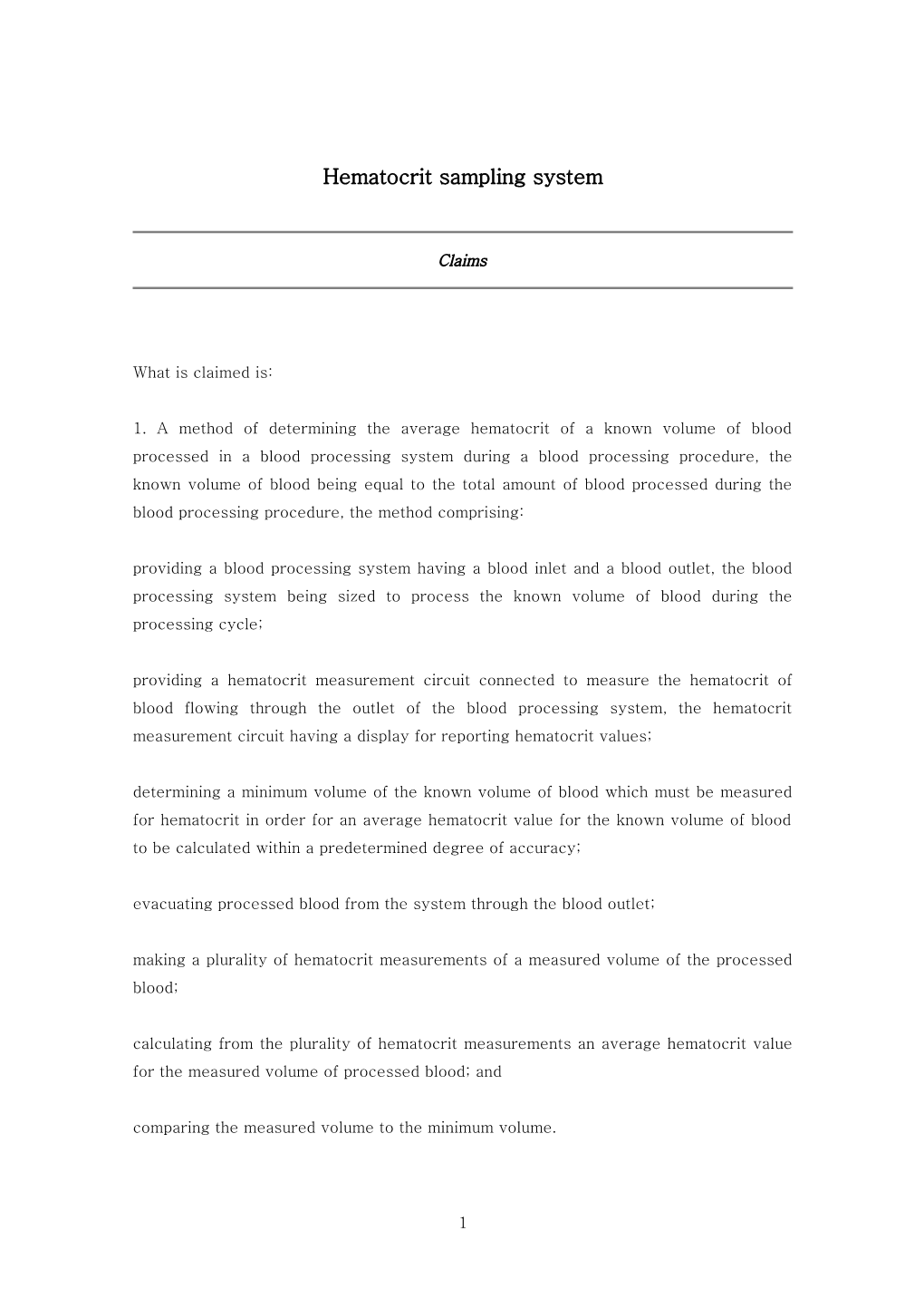 Hematocrit Sampling System