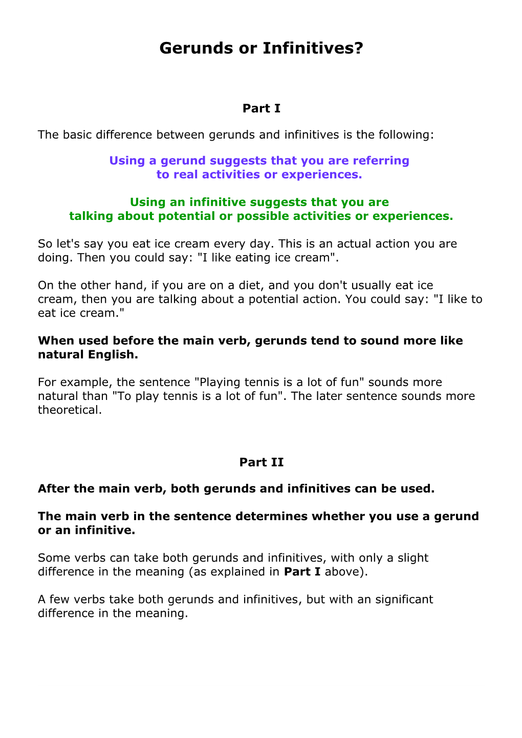 Gerunds Or Infinitives