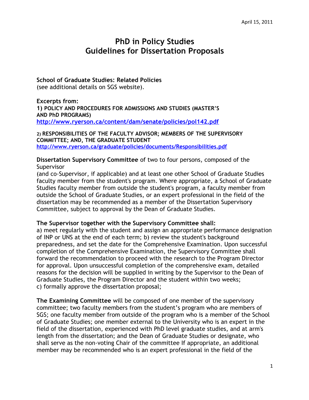 Guidelines for Dissertation Proposals