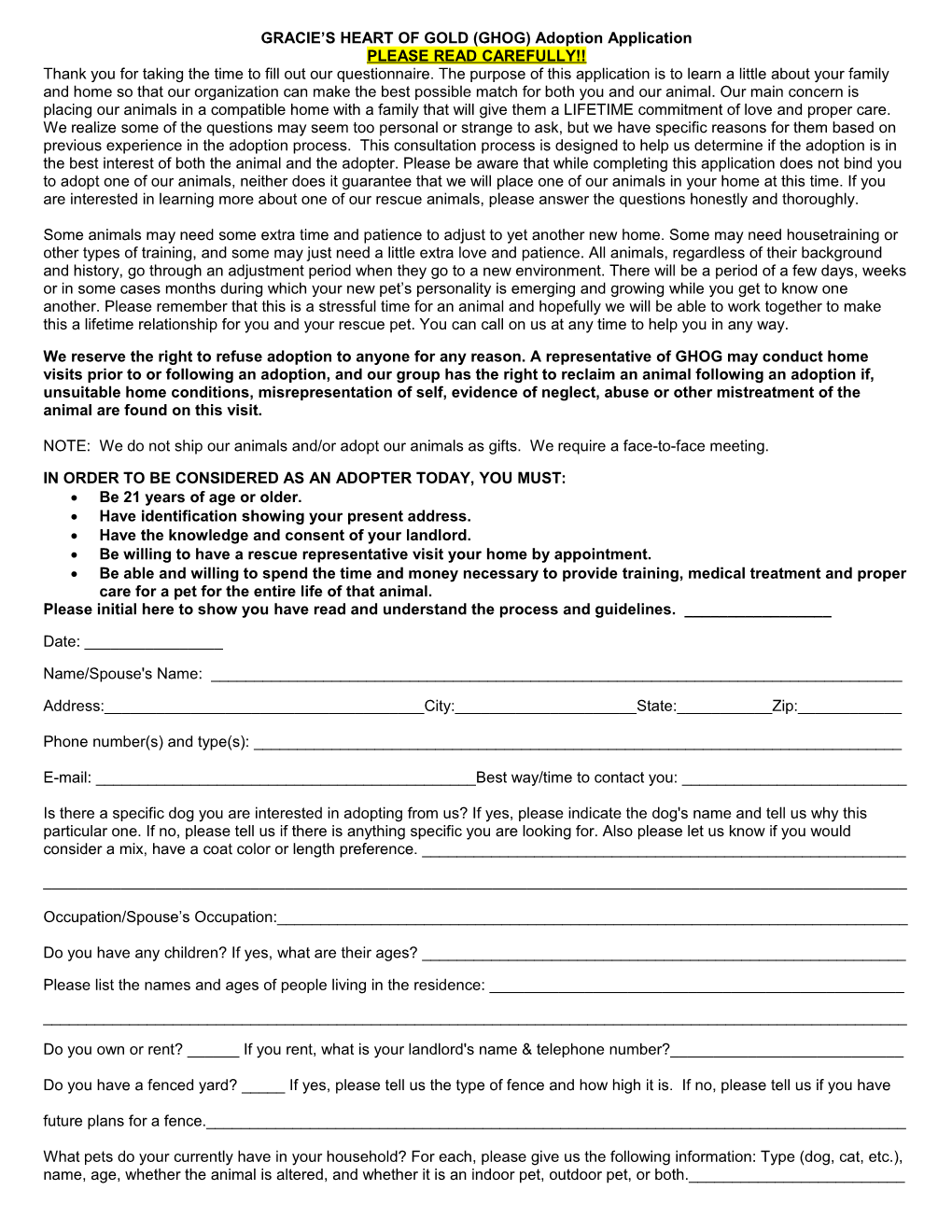 MGCHS Adoption Application