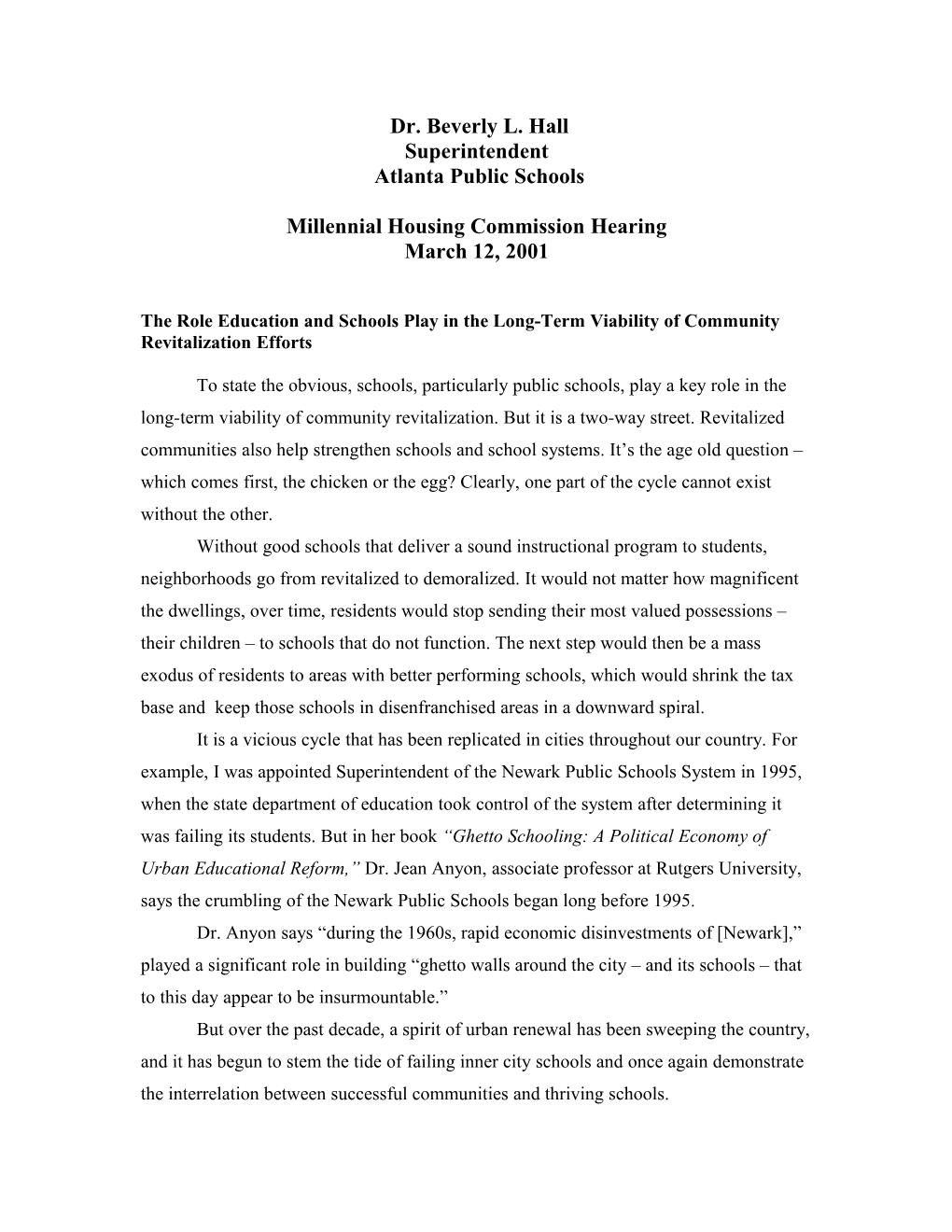 Atlanta Public School Response to Office of Accountability Report