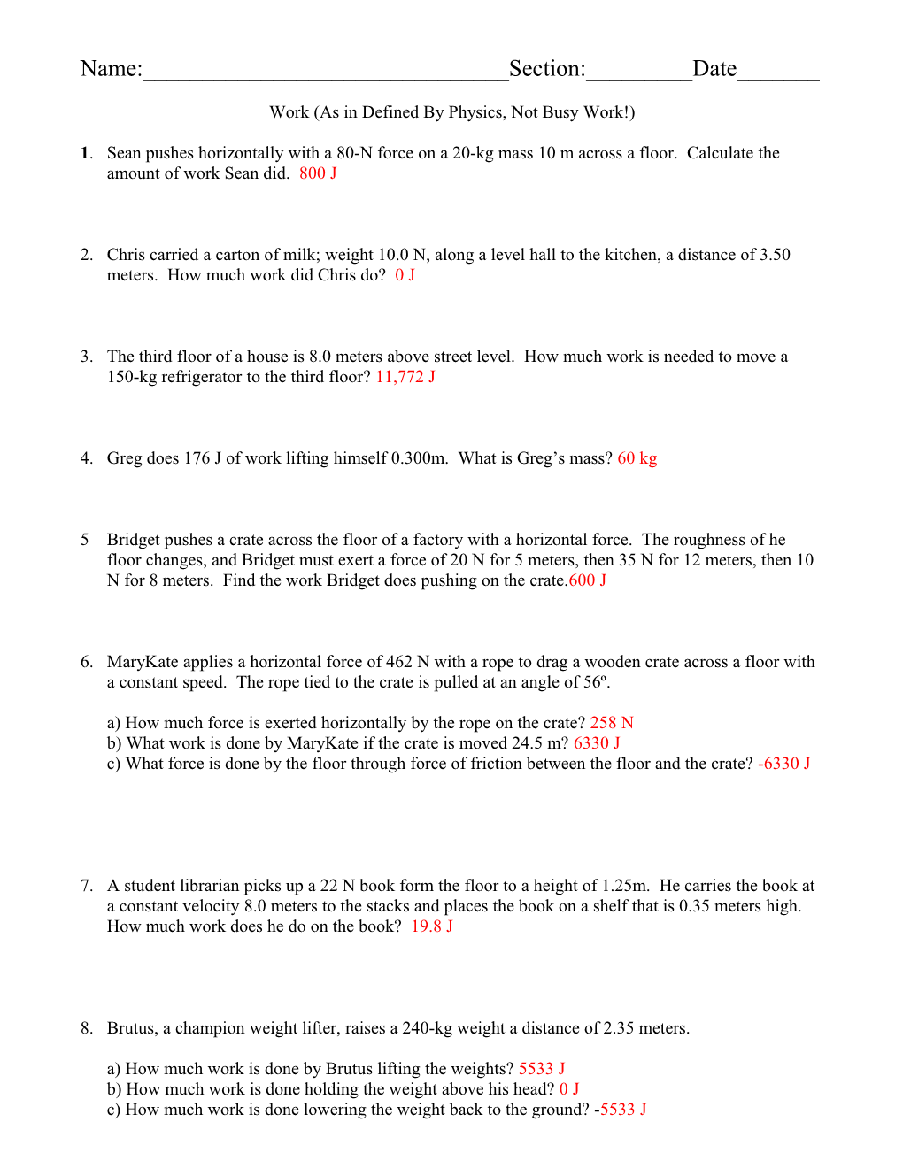 Distance and Displacement Worksheet