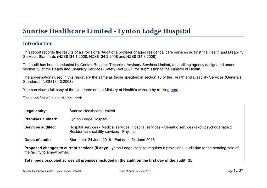 Sunrise Healthcare Limited - Lynton Lodge Hospital