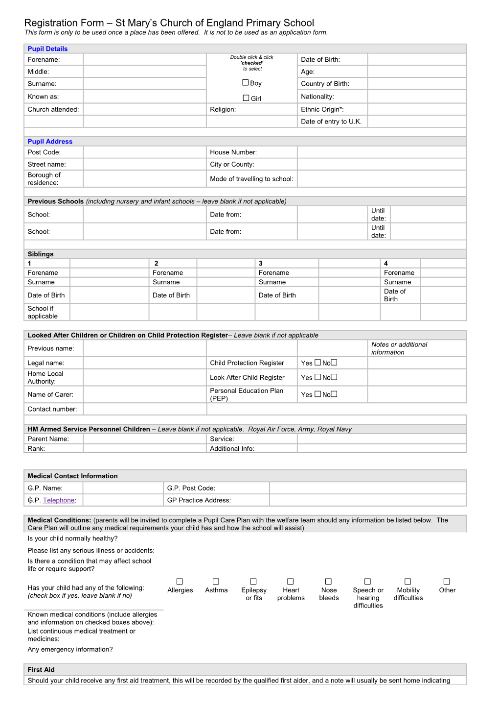 Pupil Registration Form the Raglan Schools