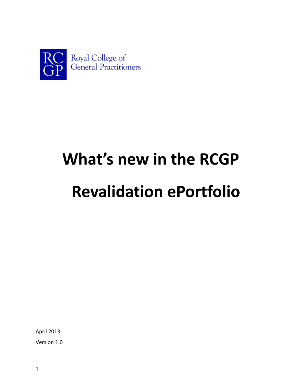 Guide to the RCGP Revalidation Eportfolio