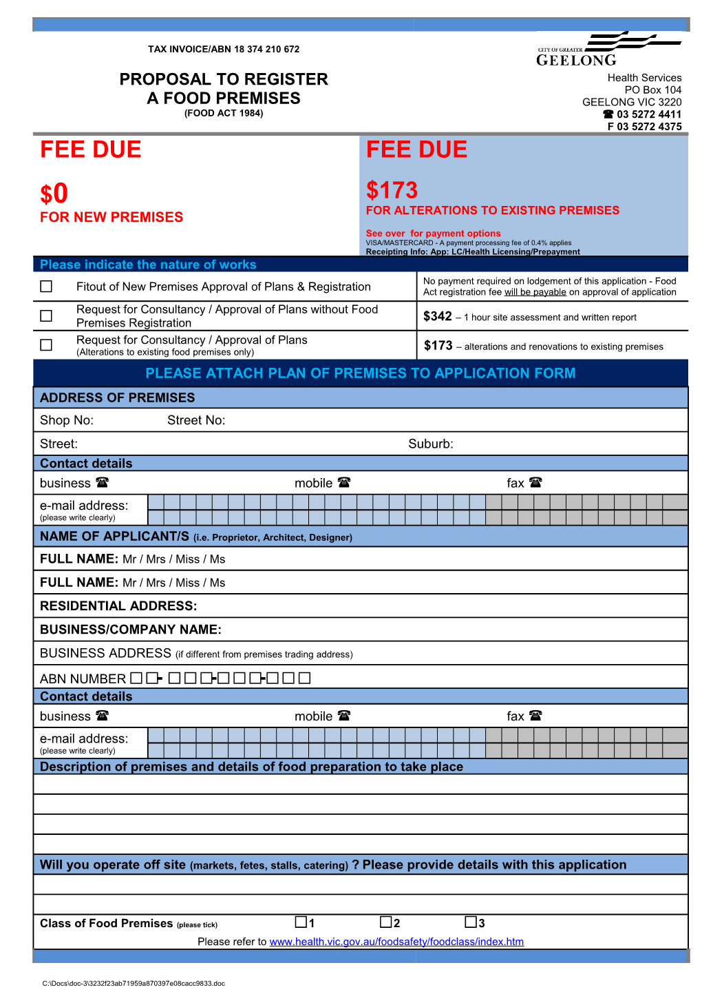 I: Environmental Health DAILY Proposal to Register 16-17