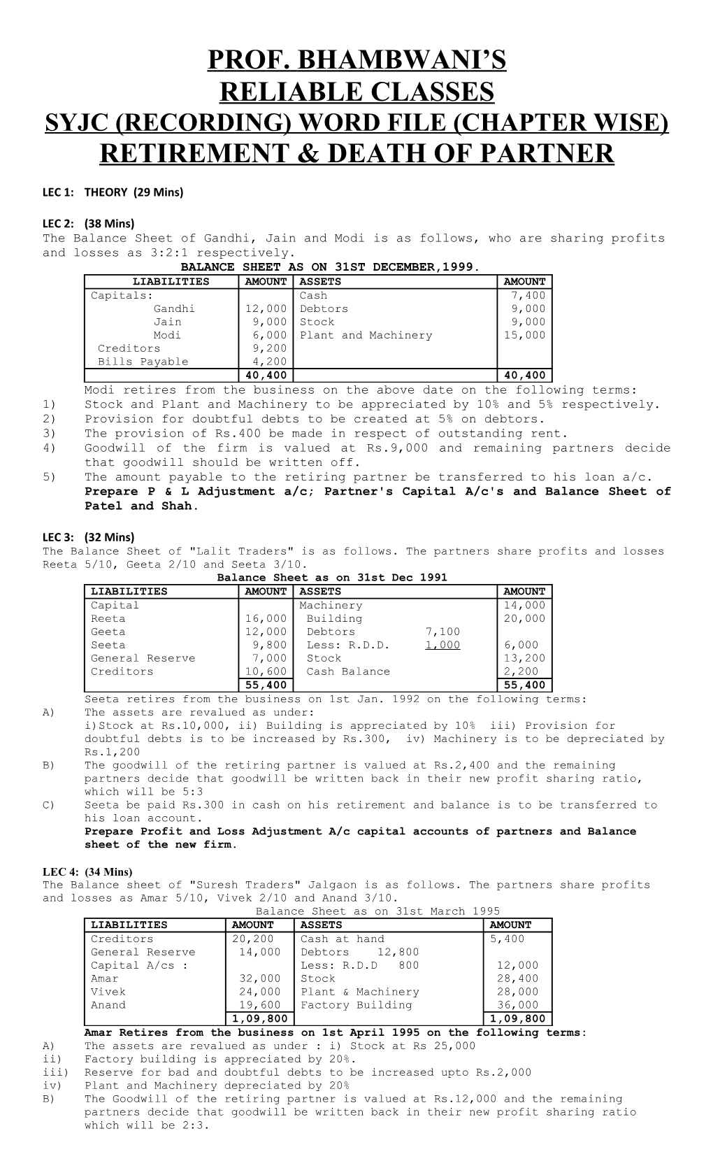 Syjc (Recording) Word File (Chapter Wise)