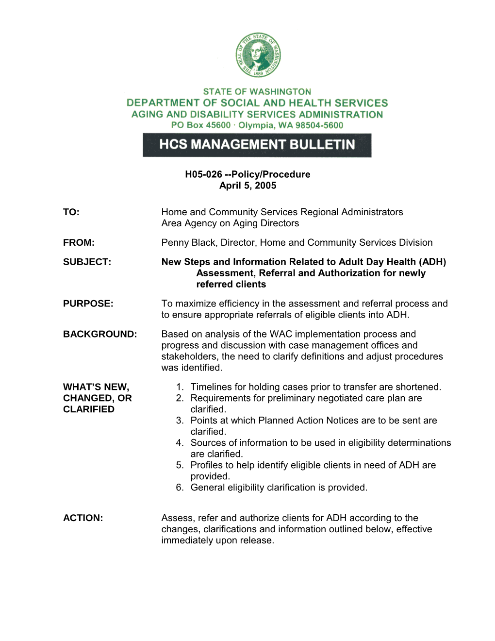 H05-026 Policy/Procedure