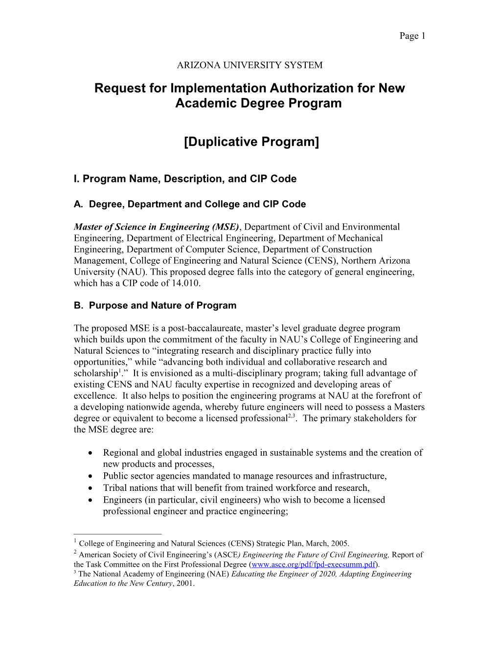 Request for Implementation Authorization for New Academic Degree Program