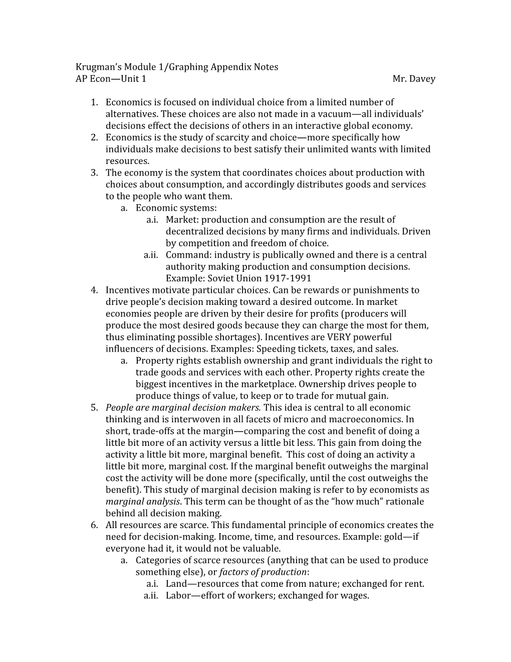 Krugman S Module 1/Graphing Appendix Notes