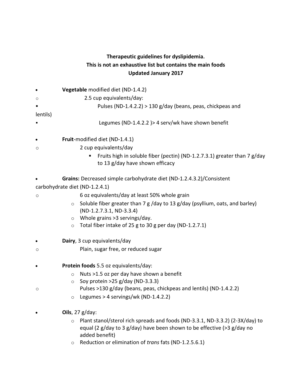 Therapeutic Guidelines for Dyslipidemia