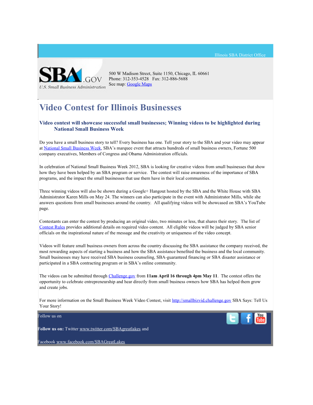 Video Contest for Illinois Businesses