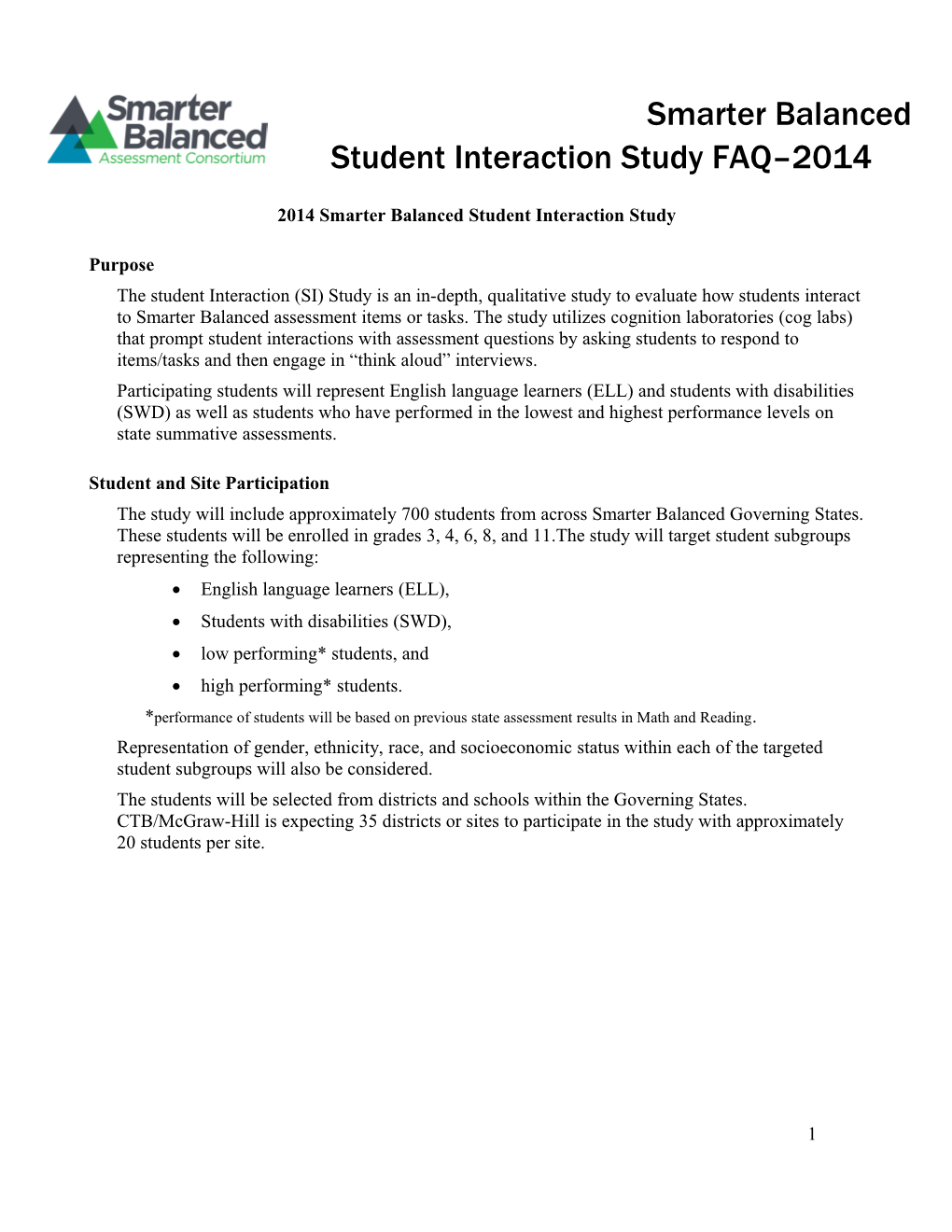 2014 Smarter Balanced Student Interaction Study