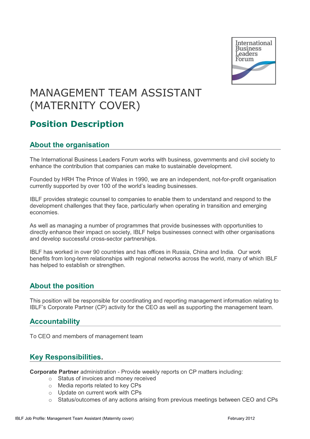 Management Team Assistant